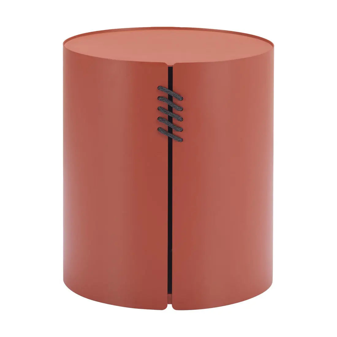 19" Brown Aluminum Round Drum End Table Homeroots Living Room