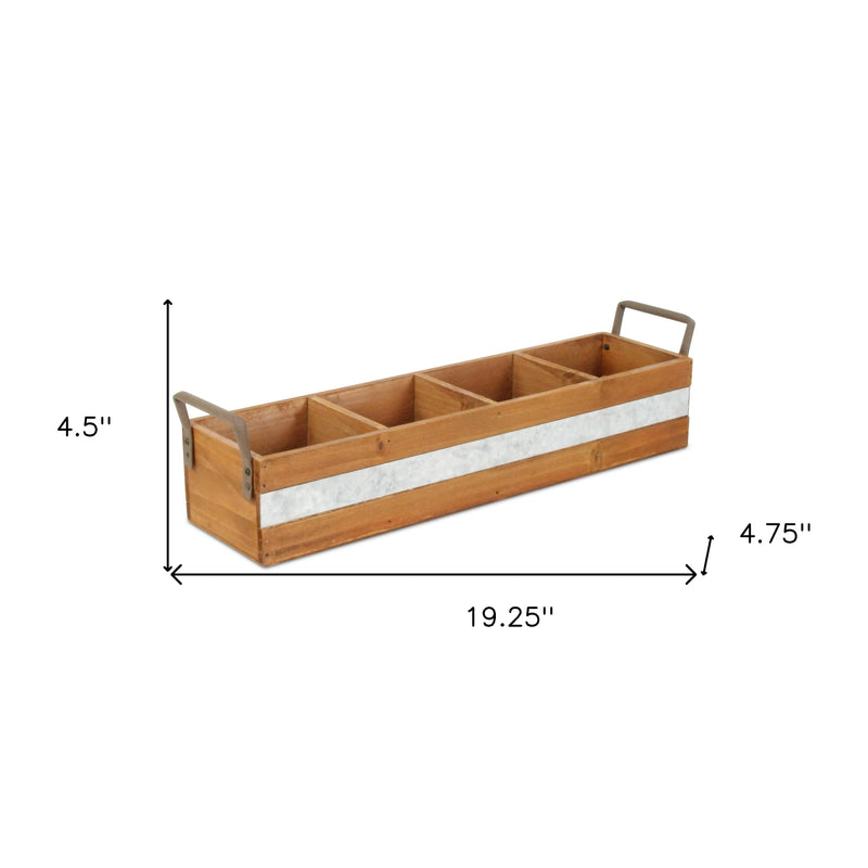 19" Brown Galvanized Solid Wood And Metal Organizing Box Homeroots Office
