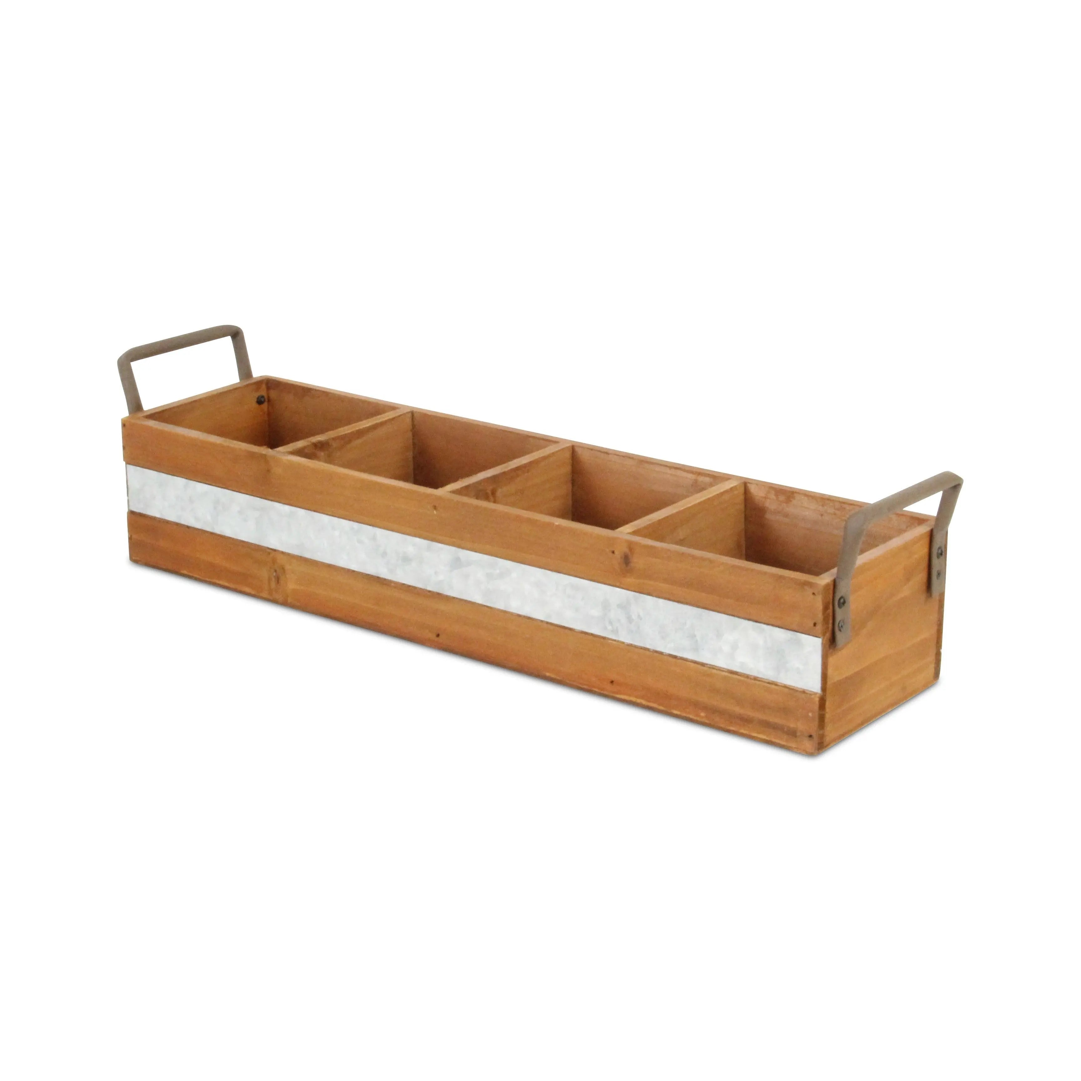 19" Brown Galvanized Solid Wood And Metal Organizing Box Homeroots Office