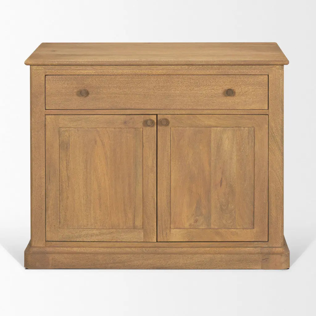 19" Brown Solid Wood Accent Cabinet With Two Doors And One Drawer Homeroots Kitchen & Dining