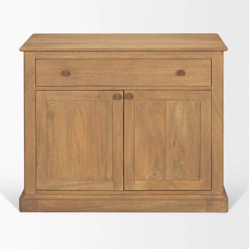19" Brown Solid Wood Accent Cabinet With Two Doors And One Drawer Homeroots Kitchen & Dining