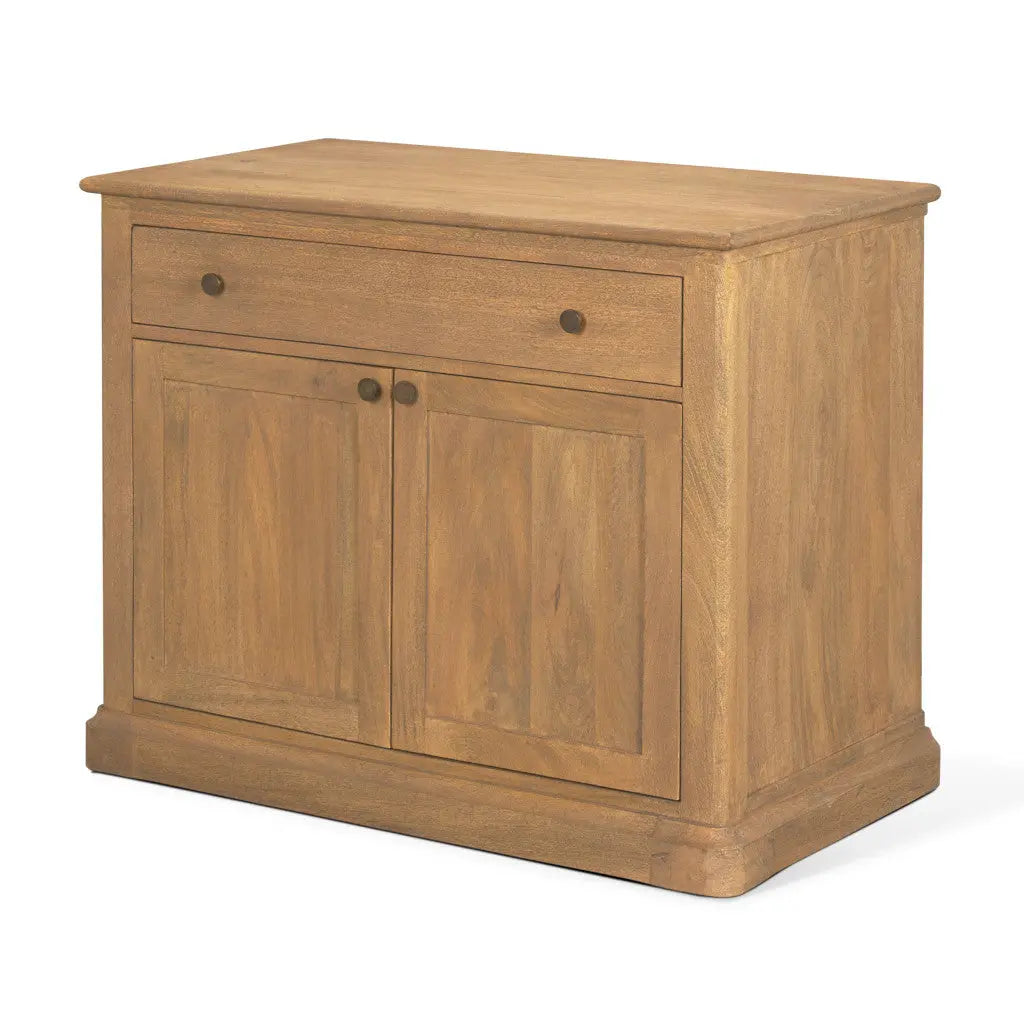 19" Brown Solid Wood Accent Cabinet With Two Doors And One Drawer Homeroots Kitchen & Dining