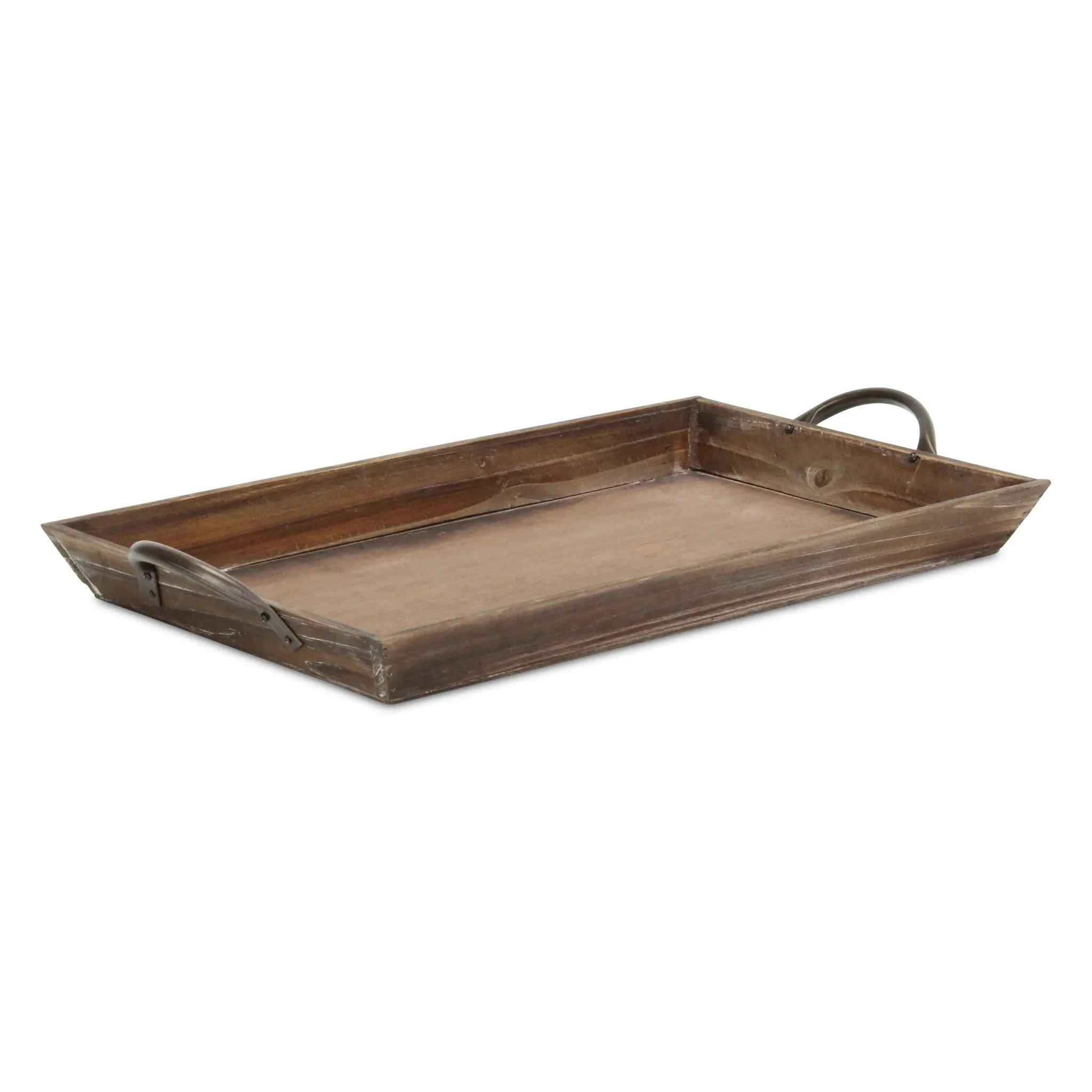 19" Brown Wood Handmade Serving Tray With Handles Homeroots Kitchen & Dining