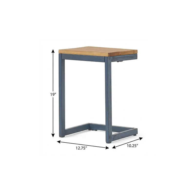 19" Brown and Black Distressed Wood and Iron End Table Homeroots Living Room