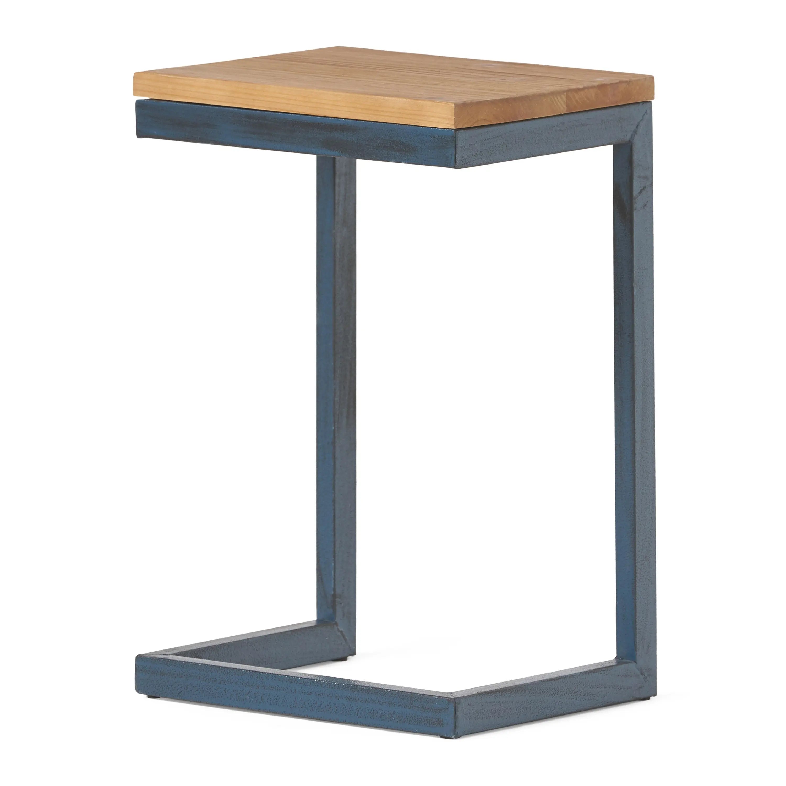 19" Brown and Black Distressed Wood and Iron End Table Homeroots Living Room