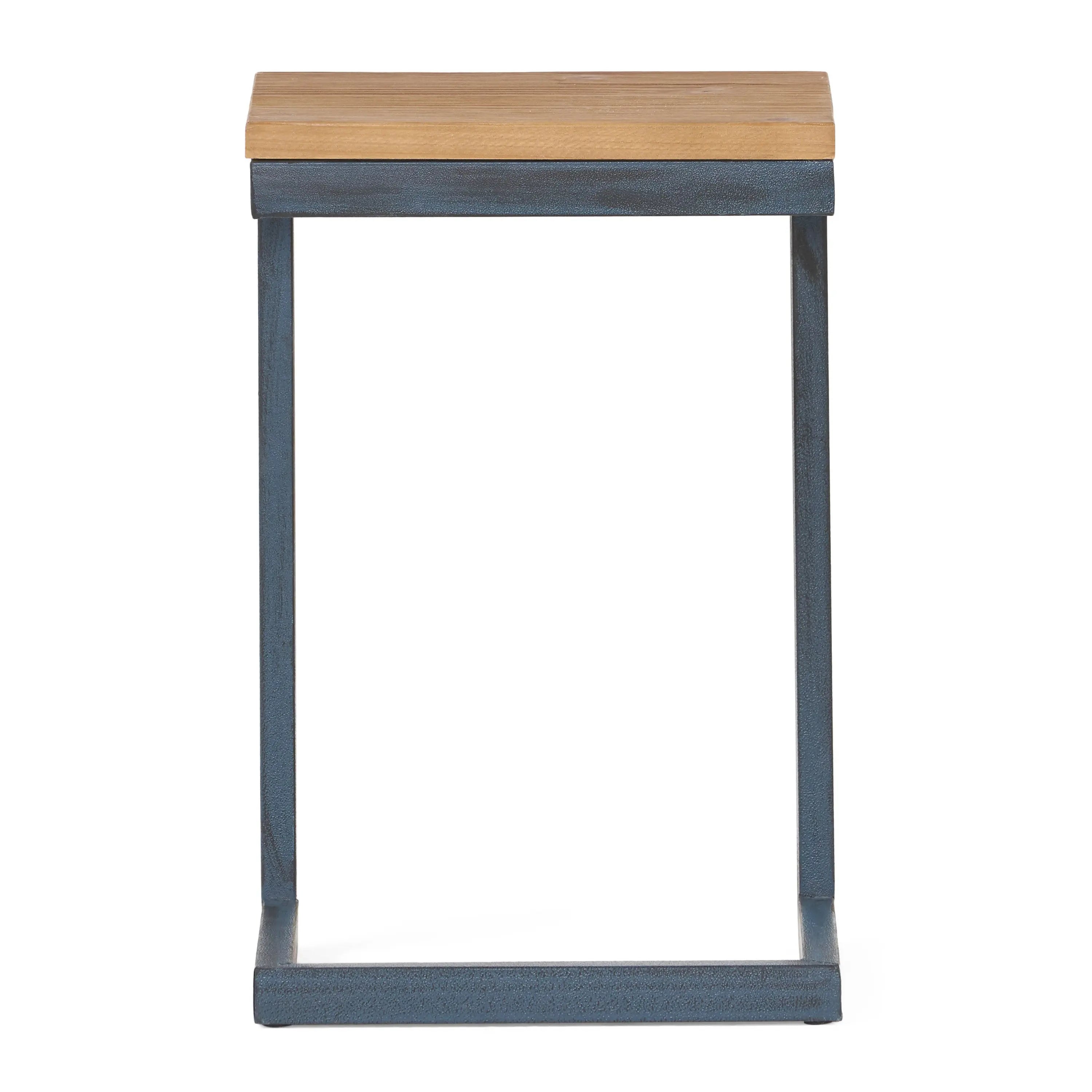 19" Brown and Black Distressed Wood and Iron End Table Homeroots Living Room