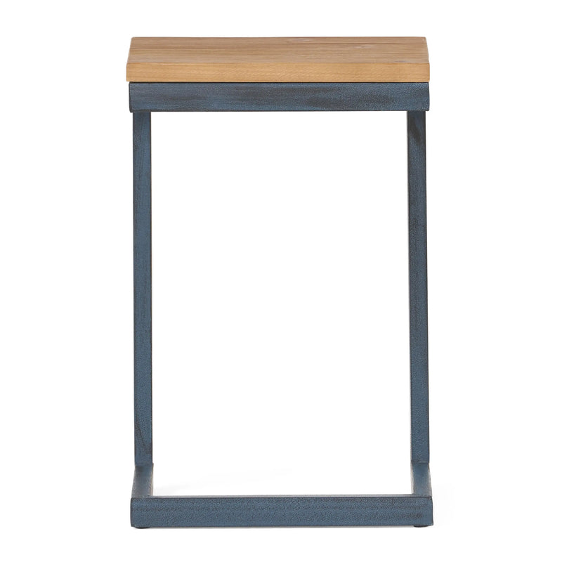 19" Brown and Black Distressed Wood and Iron End Table Homeroots Living Room