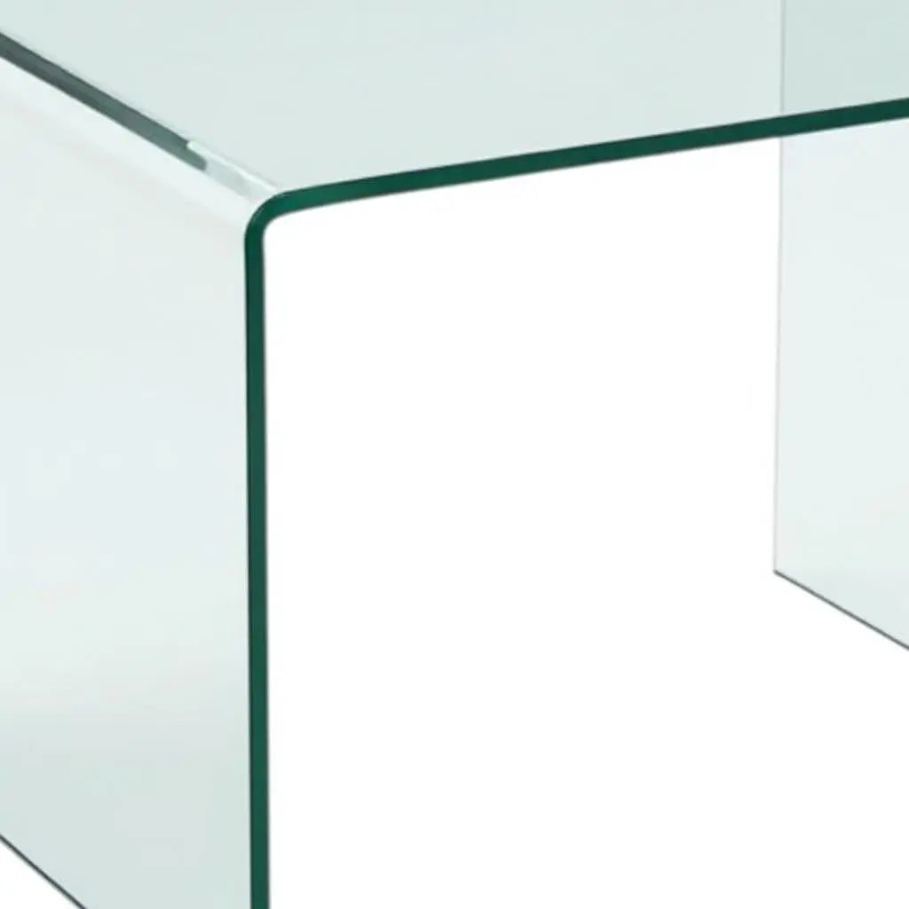 19" Clear Glass Sled End Table Homeroots Living Room