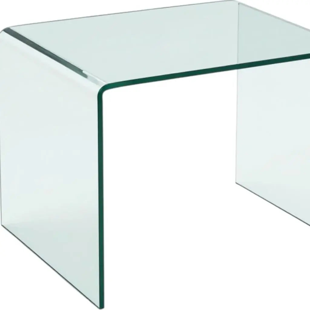 19" Clear Glass Sled End Table Homeroots Living Room
