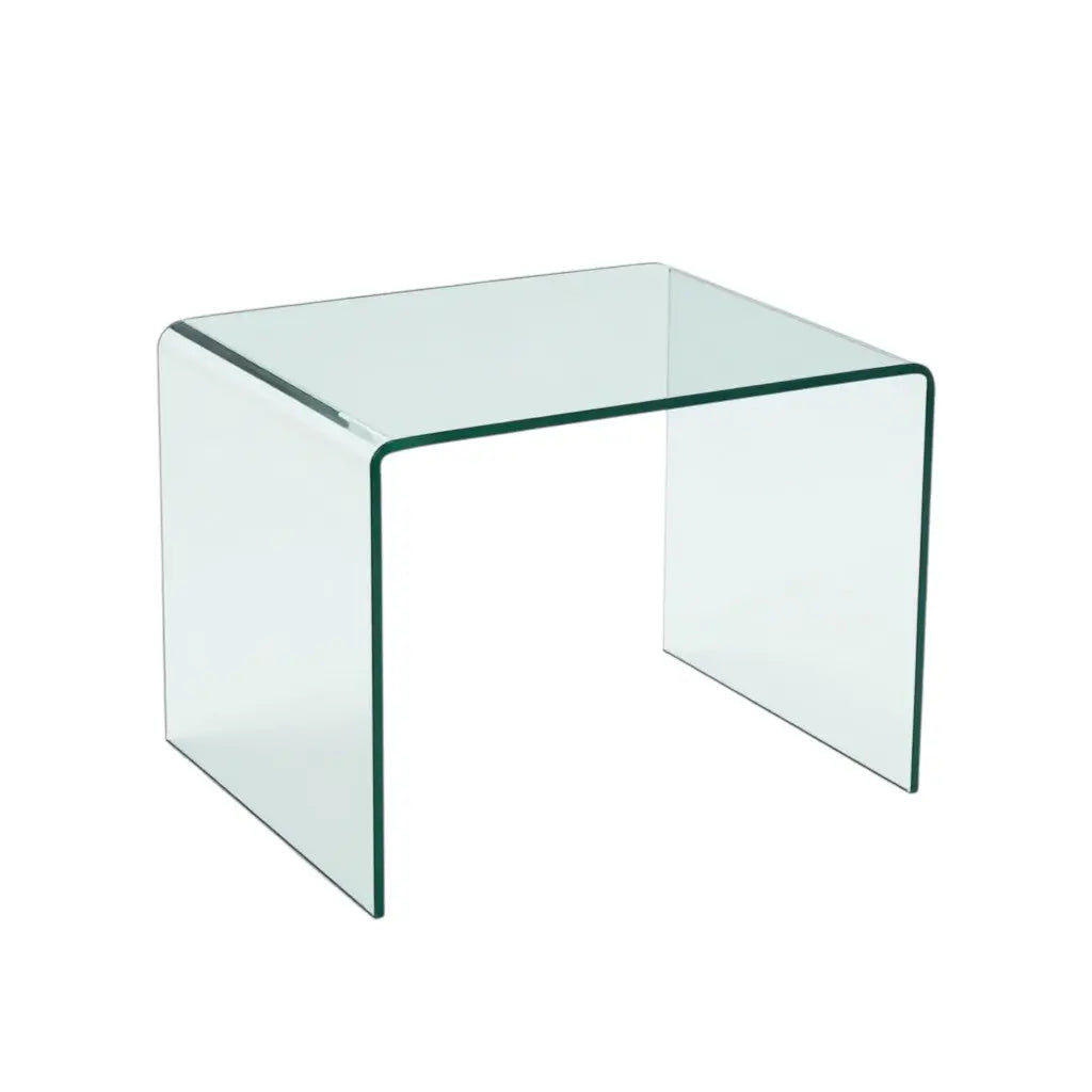 19" Clear Glass Sled End Table Homeroots Living Room