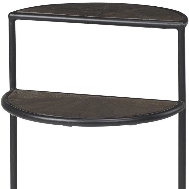 19" Espresso and Black Solid Wood and Metal Tray Table Homeroots Living Room
