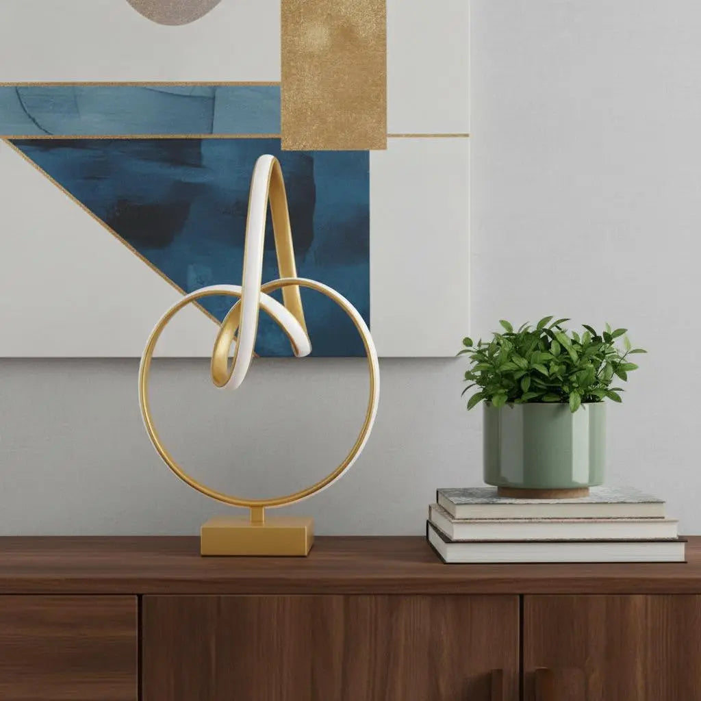 19" Gold Metal Abstract Geo LED Table Lamp Homeroots Lighting