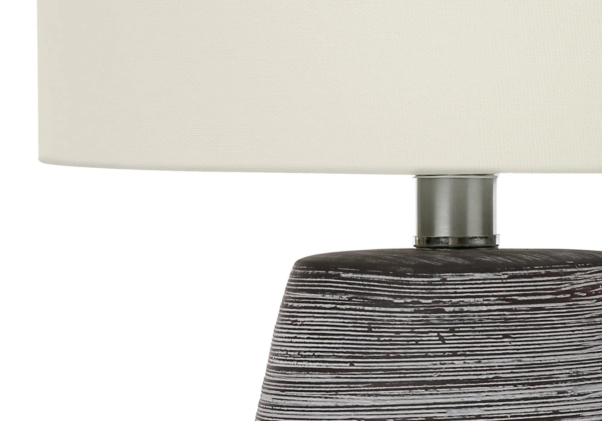 19" Gray Ceramic Round Table Lamp With Ivory Drum Shade Homeroots Lighting