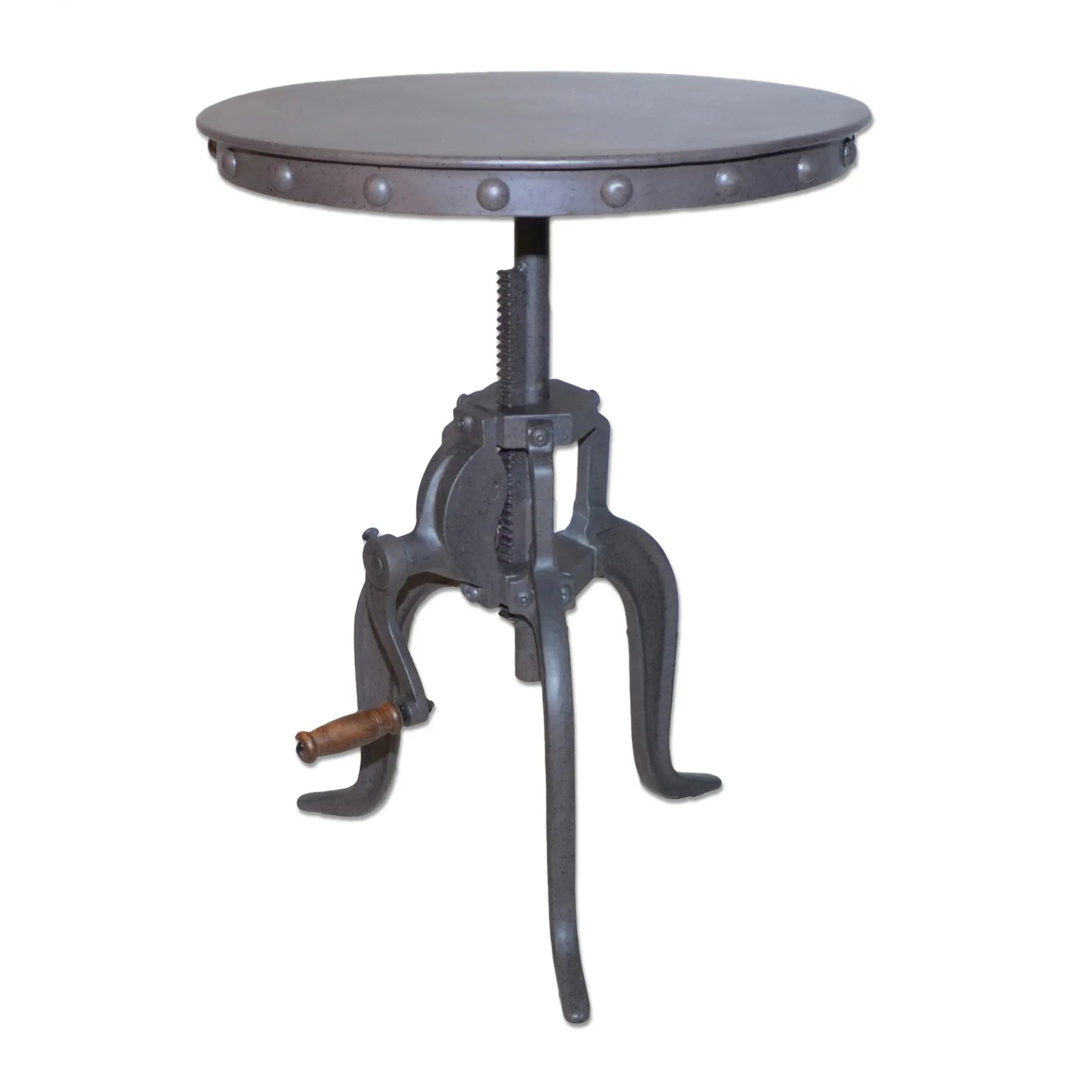 19" Gray Iron Height Adjustable Round End Table Homeroots Living Room