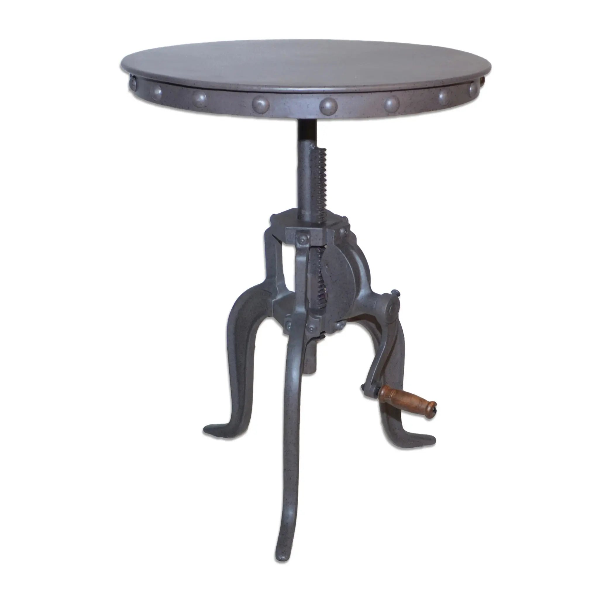 19" Gray Iron Height Adjustable Round End Table Homeroots Living Room