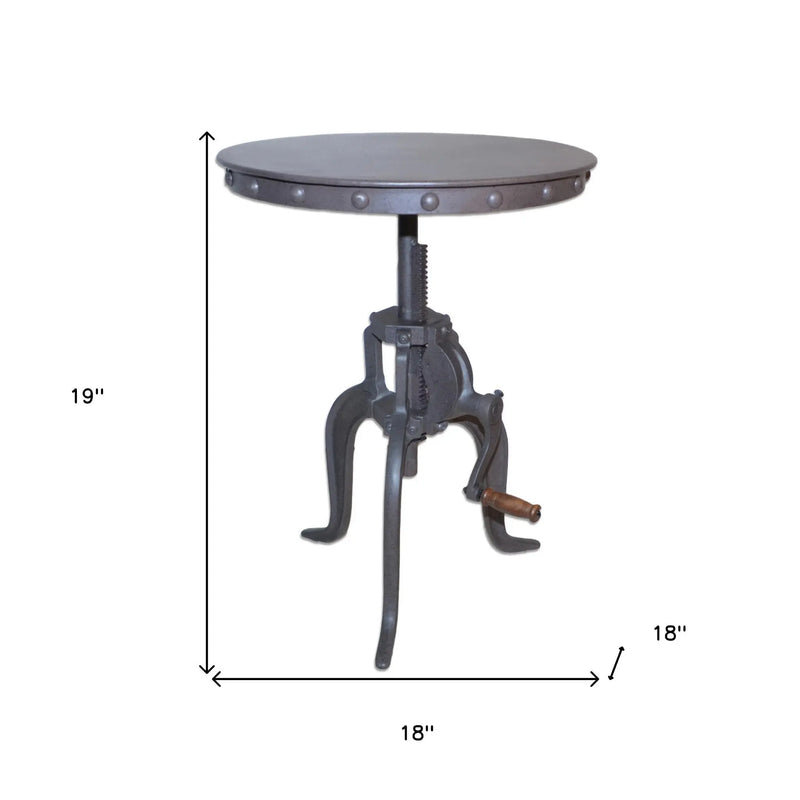 19" Gray Iron Height Adjustable Round End Table Homeroots Living Room