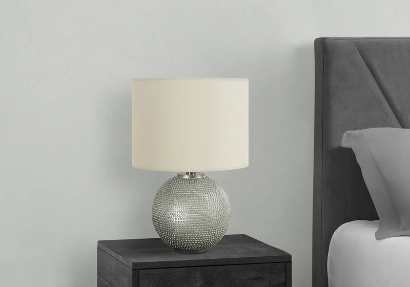 19" Gray Round Table Lamp With Ivory Drum Shade Homeroots Lighting