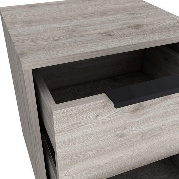 19" Gray Wood Two Drawer Nightstand Homeroots Bed & Bath
