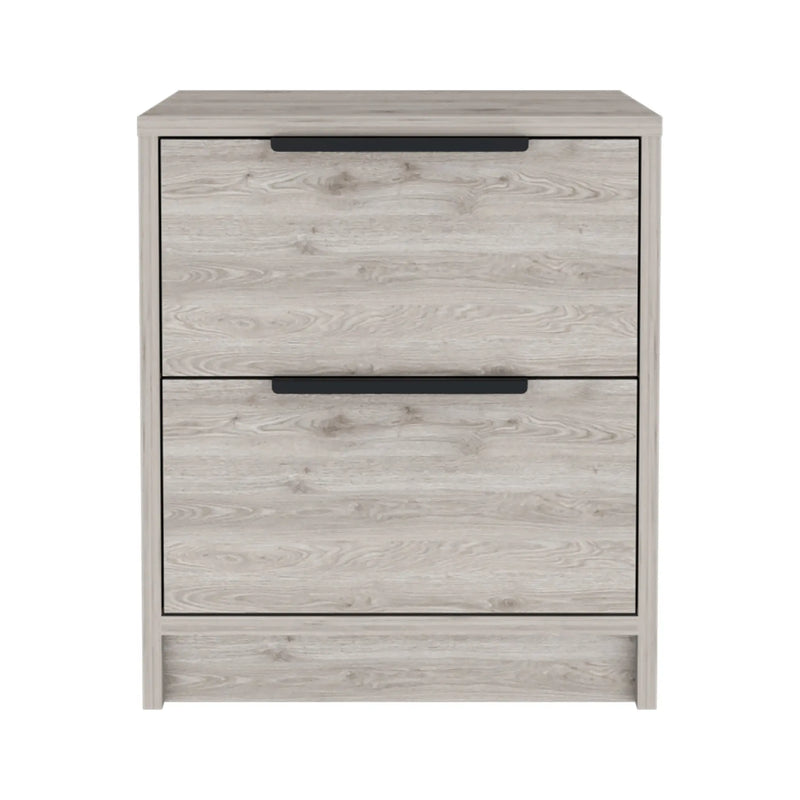 19" Gray Wood Two Drawer Nightstand Homeroots Bed & Bath