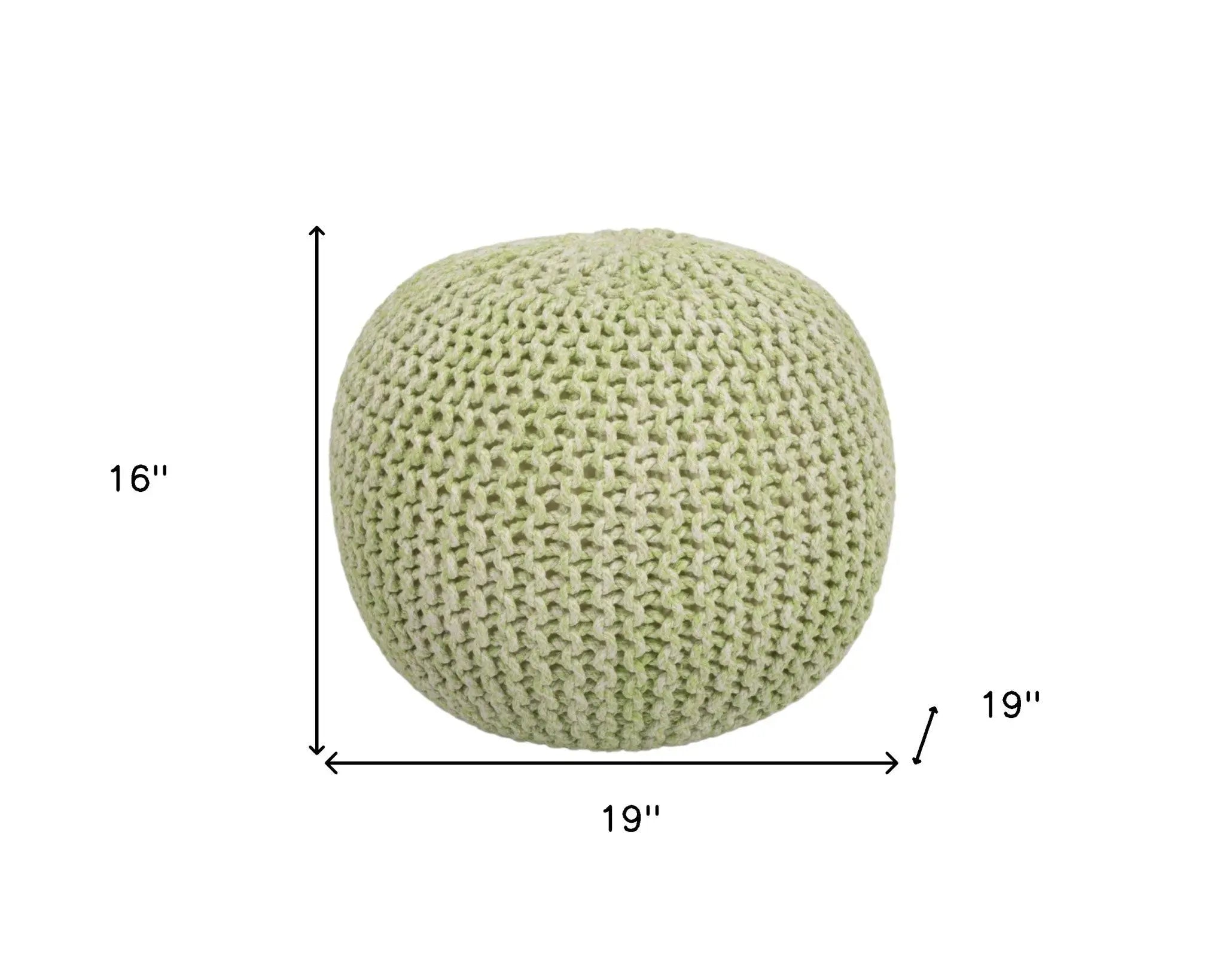 19" Green Wool Round Pouf Ottoman Homeroots Living Room