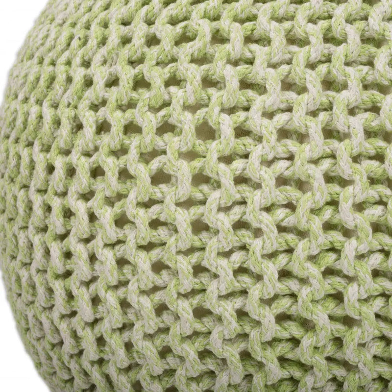 19" Green Wool Round Pouf Ottoman Homeroots Living Room