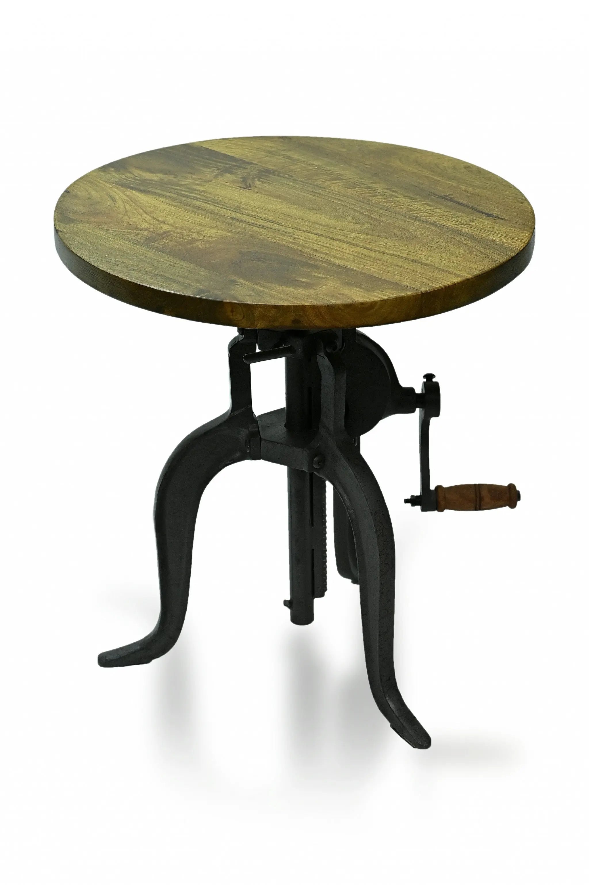 19" Industrial And Oak Solid Wood Round End Table Homeroots Living Room