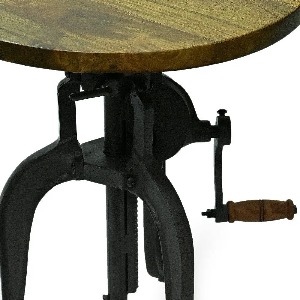 19" Industrial And Oak Solid Wood Round End Table Homeroots Living Room