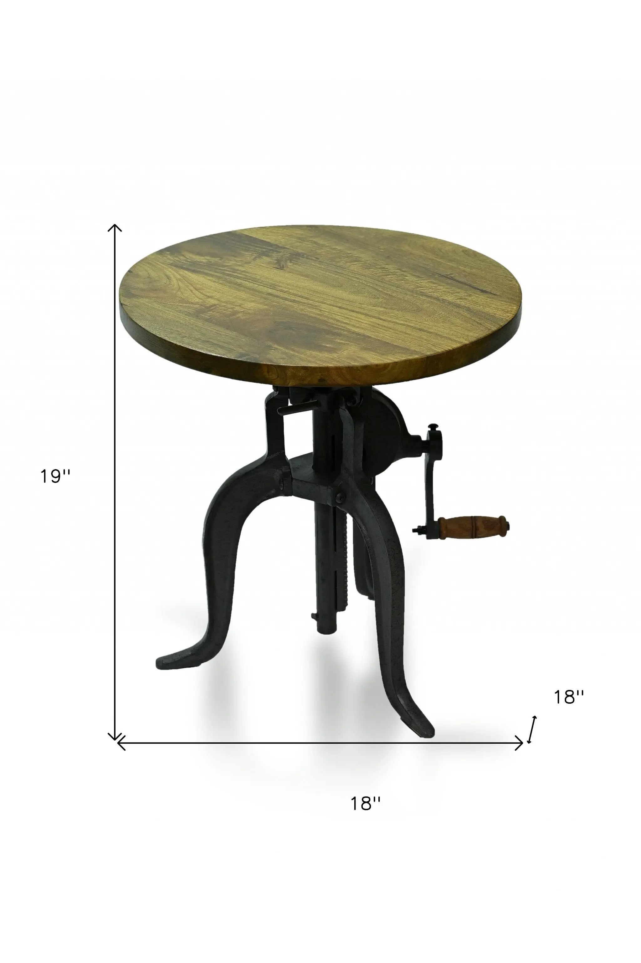 19" Industrial And Oak Solid Wood Round End Table Homeroots Living Room