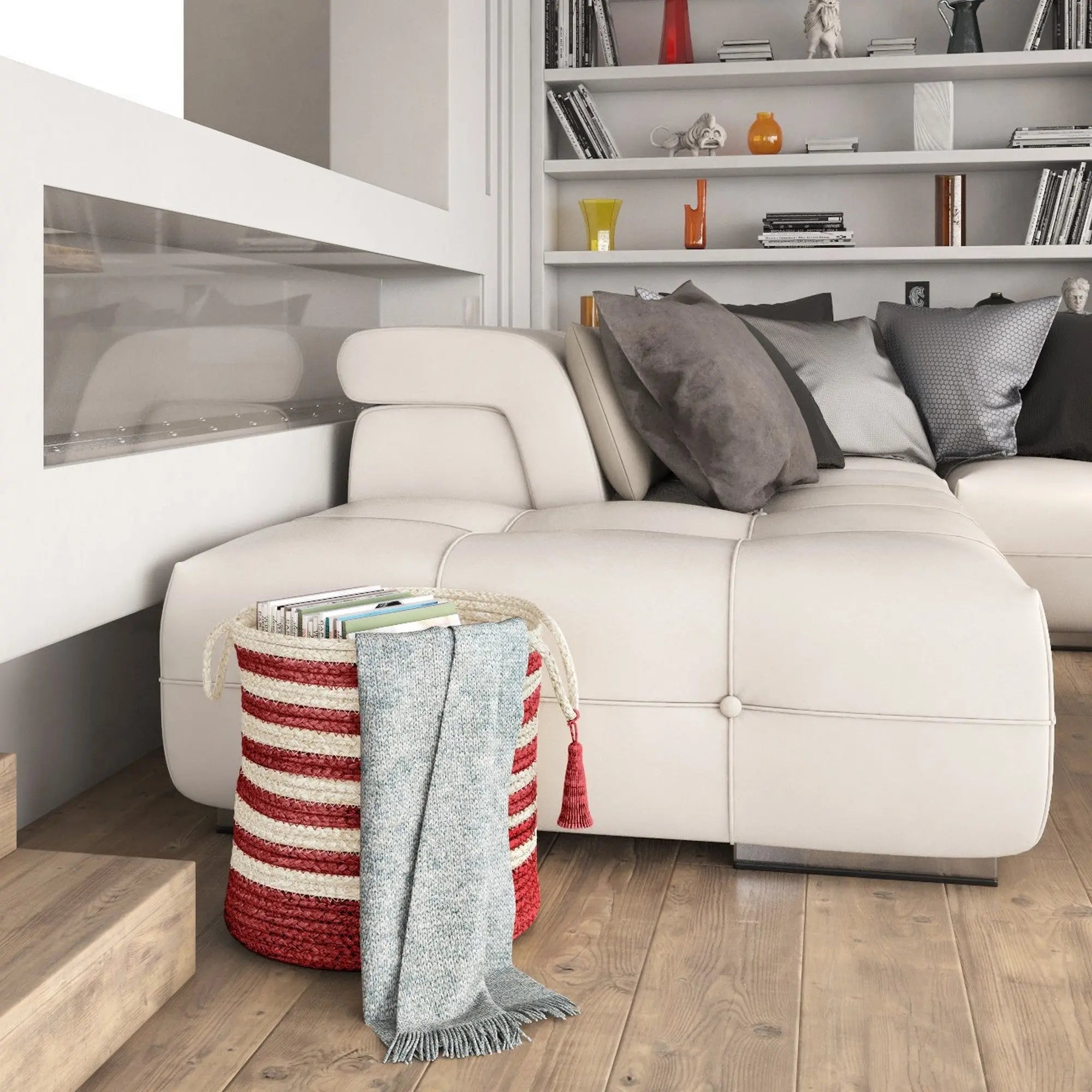 19" Ivory Nesting Jute Basket Homeroots Office
