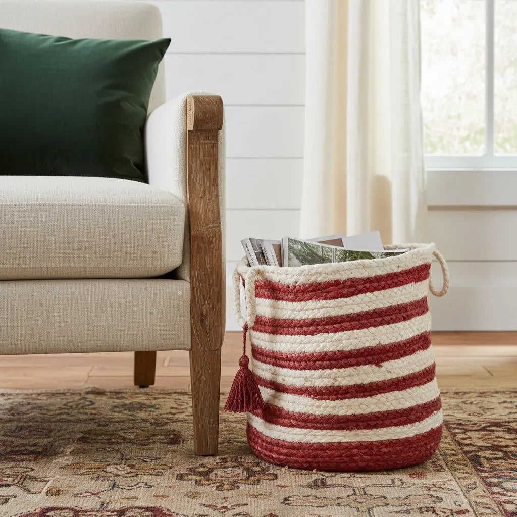 19" Ivory Nesting Jute Basket Homeroots Office