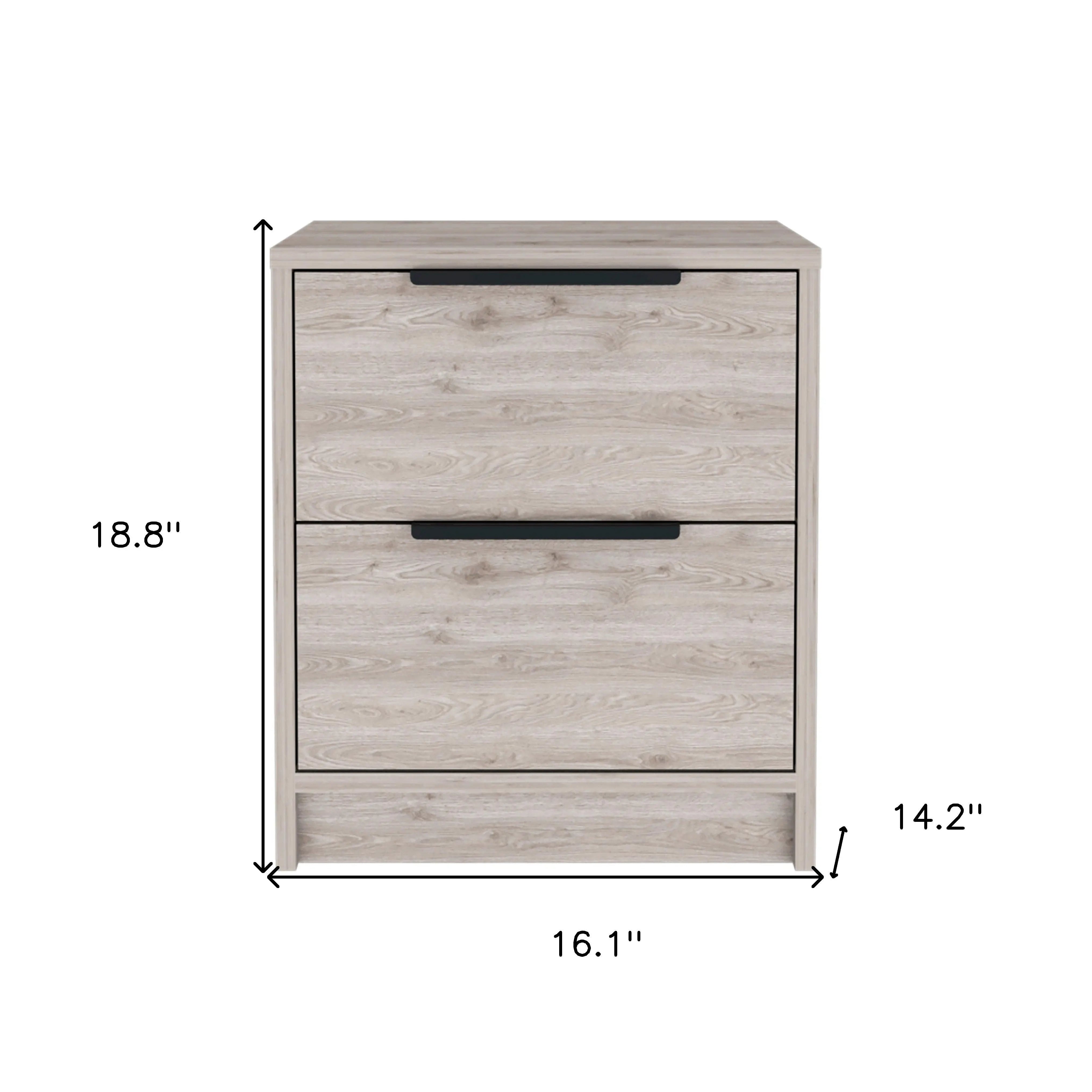 19" Light Gray Wood Two Drawer Nightstand Homeroots Bed & Bath