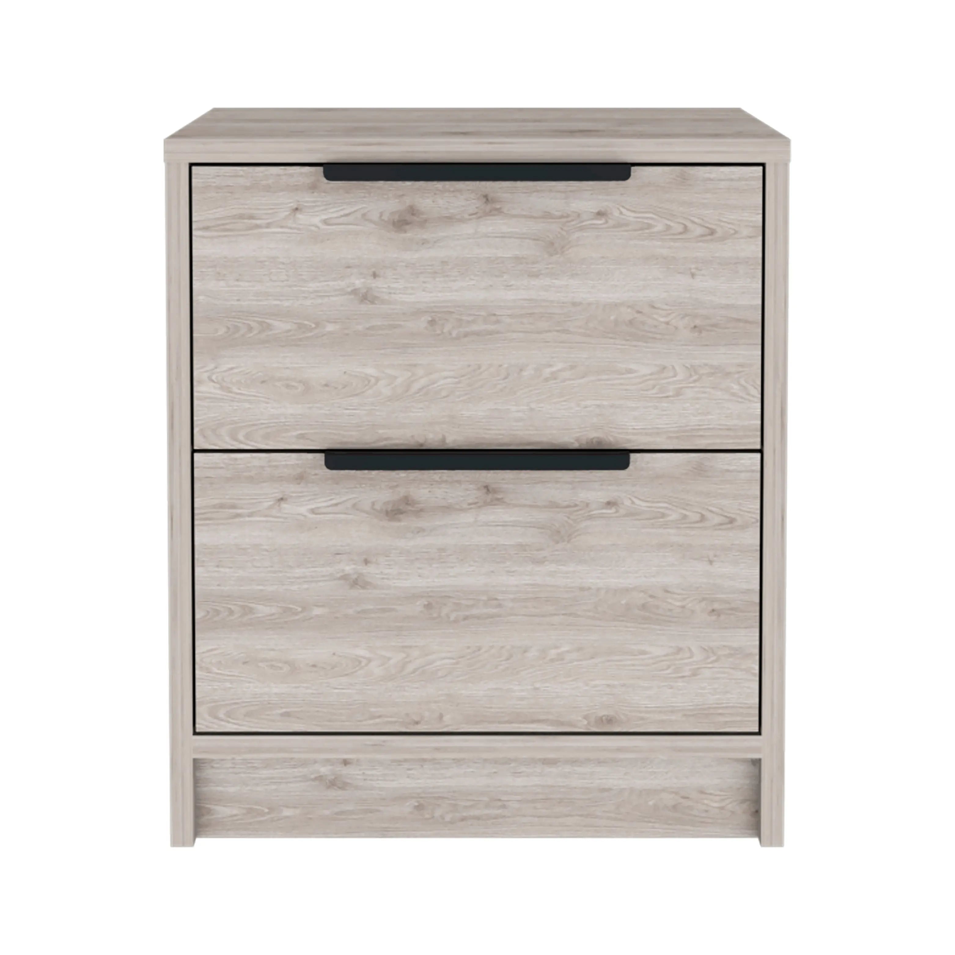 19" Light Gray Wood Two Drawer Nightstand Homeroots Bed & Bath