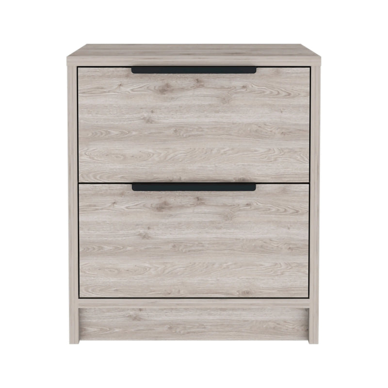 19" Light Gray Wood Two Drawer Nightstand Homeroots Bed & Bath