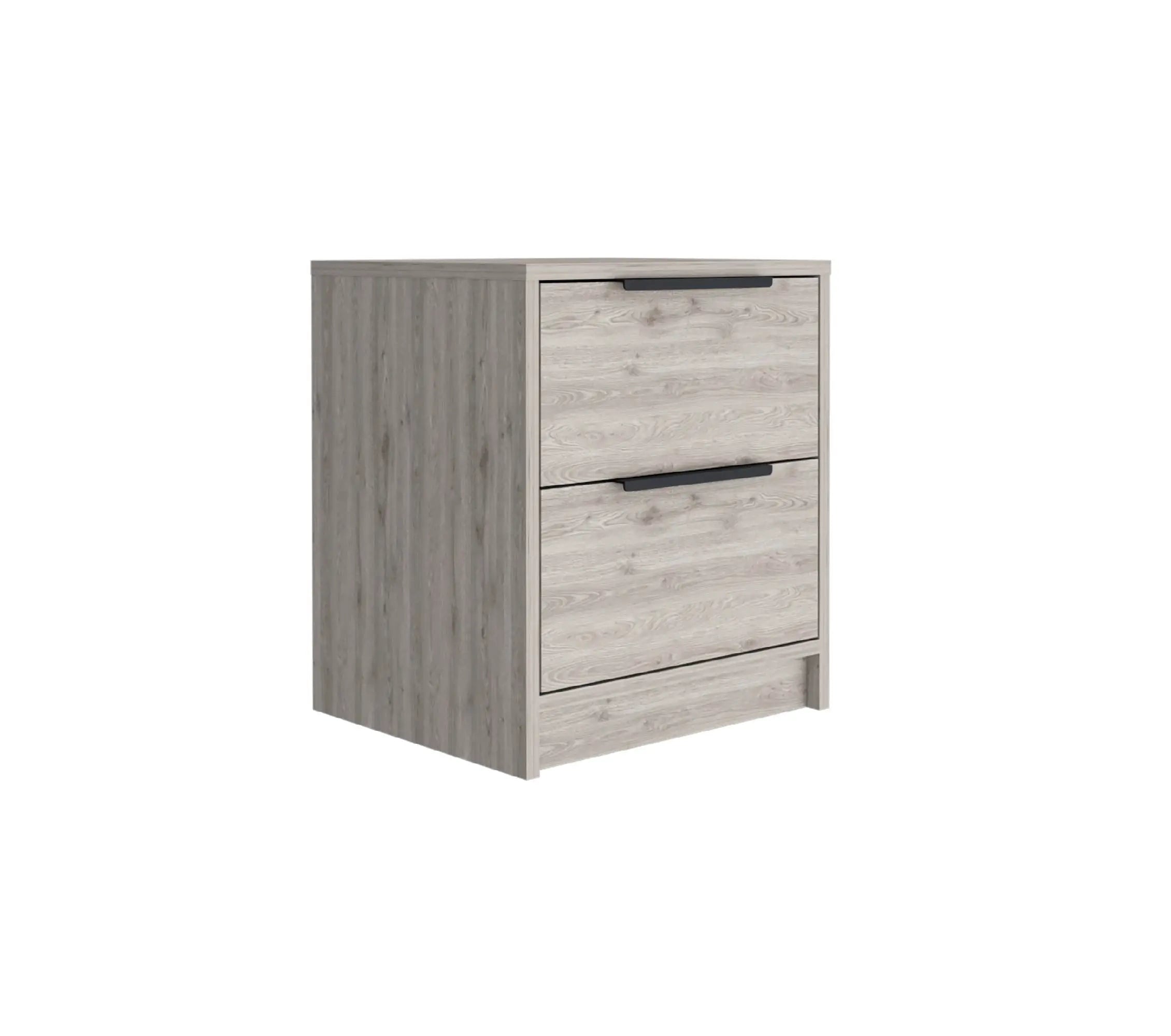 19" Light Gray Wood Two Drawer Nightstand Homeroots Bed & Bath