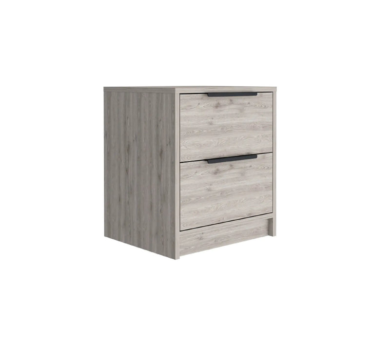 19" Light Gray Wood Two Drawer Nightstand Homeroots Bed & Bath
