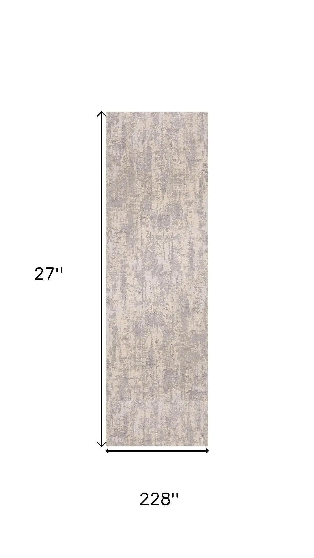 19' Runner Gray And Ivory Abstract Runner Rug Homeroots Home Decor