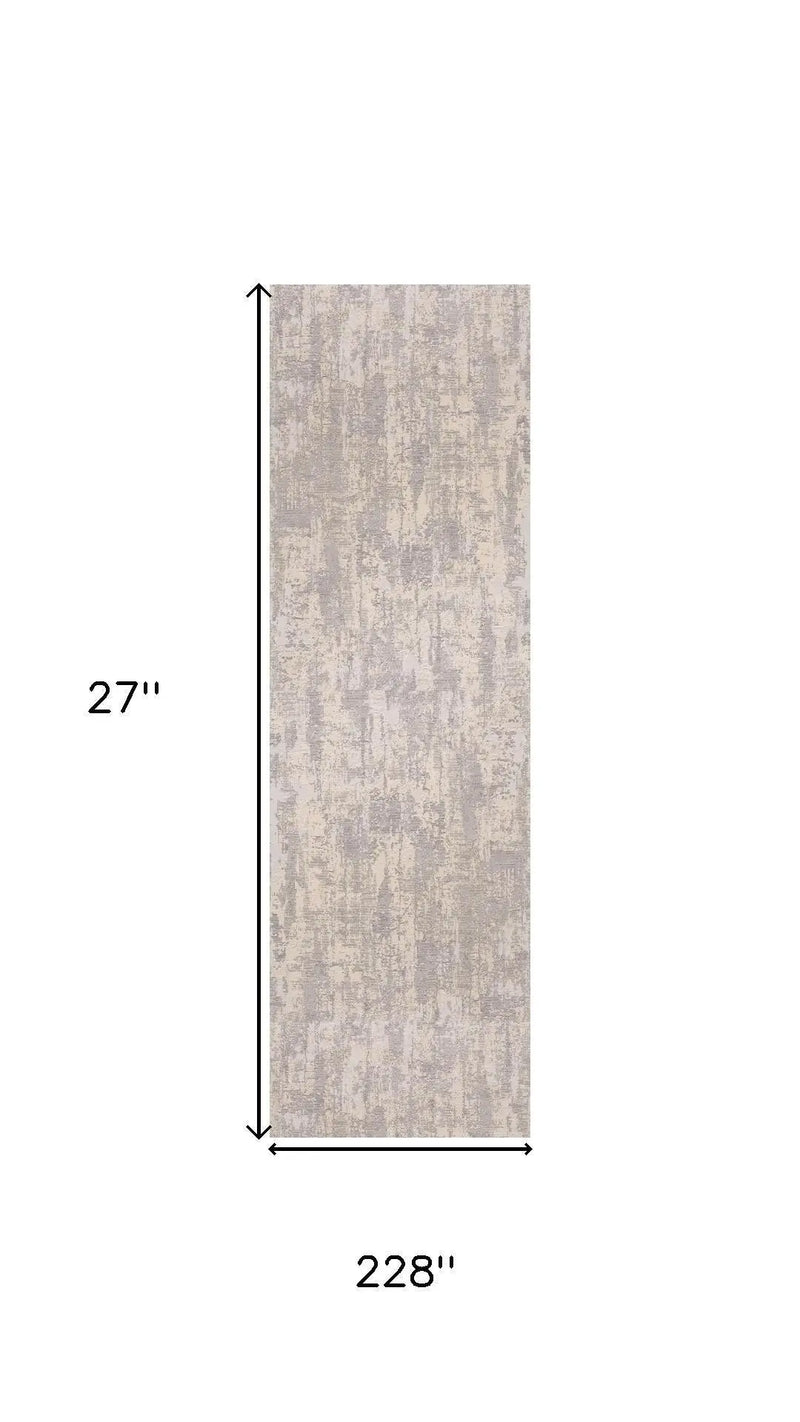 19' Runner Gray And Ivory Abstract Runner Rug Homeroots Home Decor