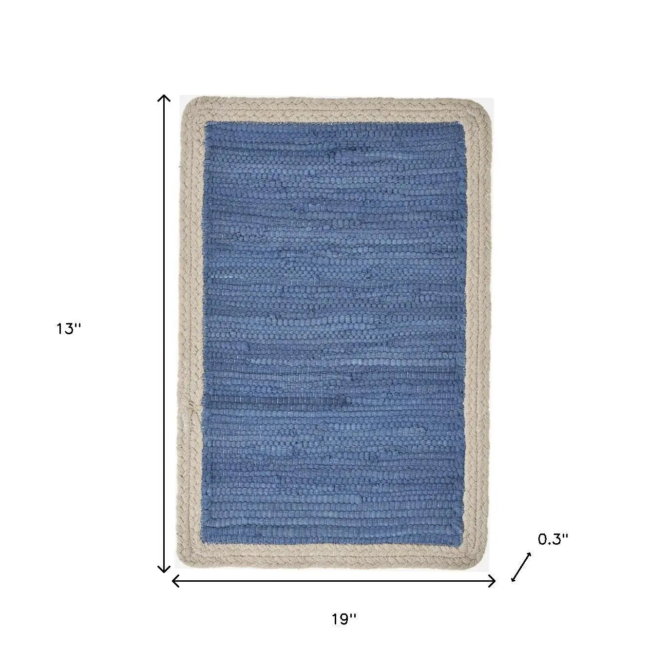 19" Set of Four Blue And Natural Solid With Border Cotton Placemats Homeroots Kitchen & Dining