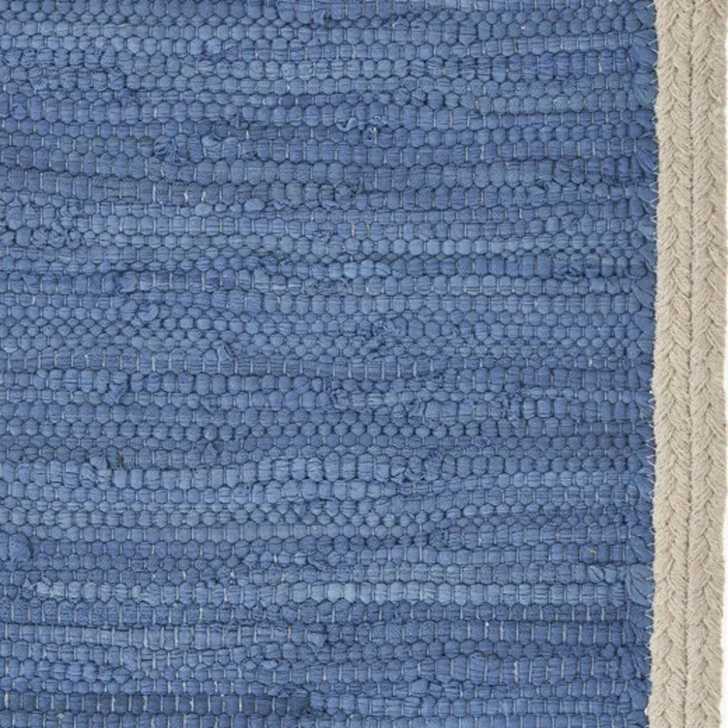 19" Set of Four Blue And Natural Solid With Border Cotton Placemats Homeroots Kitchen & Dining