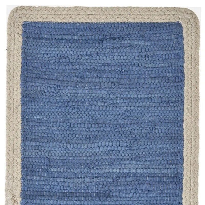 19" Set of Four Blue And Natural Solid With Border Cotton Placemats Homeroots Kitchen & Dining