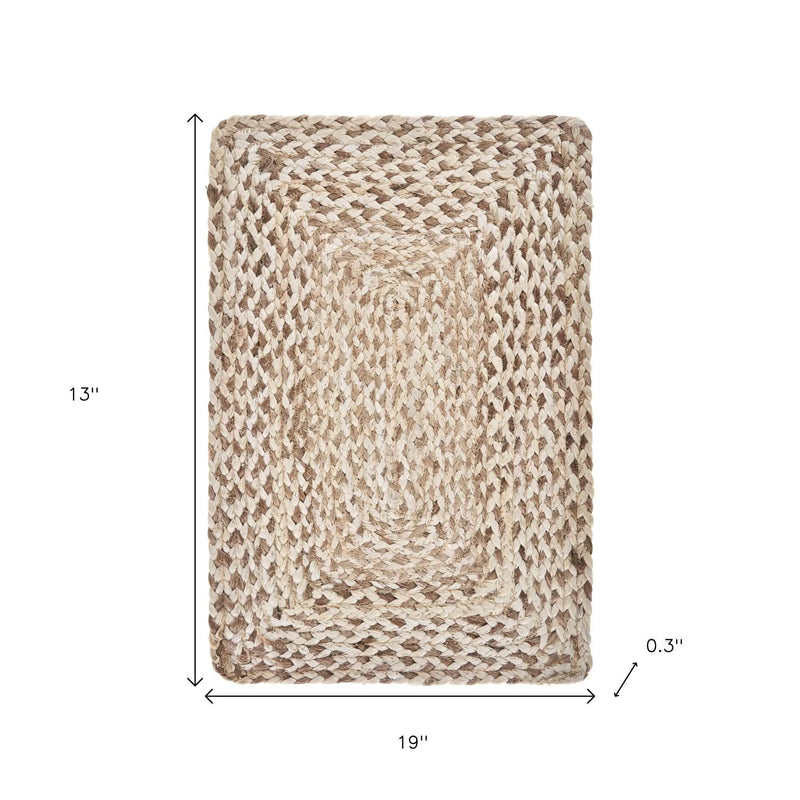 19" Set of Four Ivory And Natural Jute Placemats Homeroots Kitchen & Dining