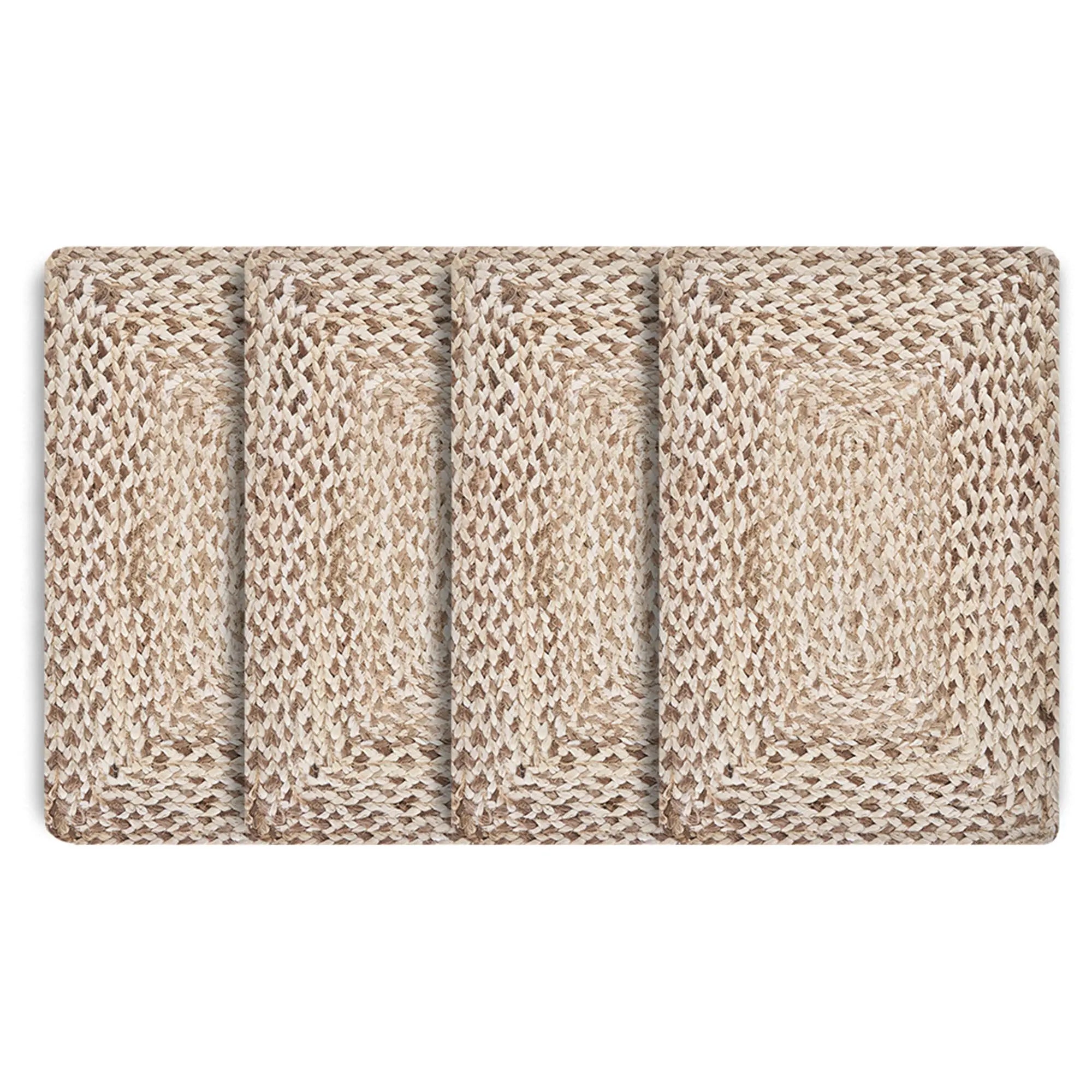 19" Set of Four Ivory And Natural Jute Placemats Homeroots Kitchen & Dining