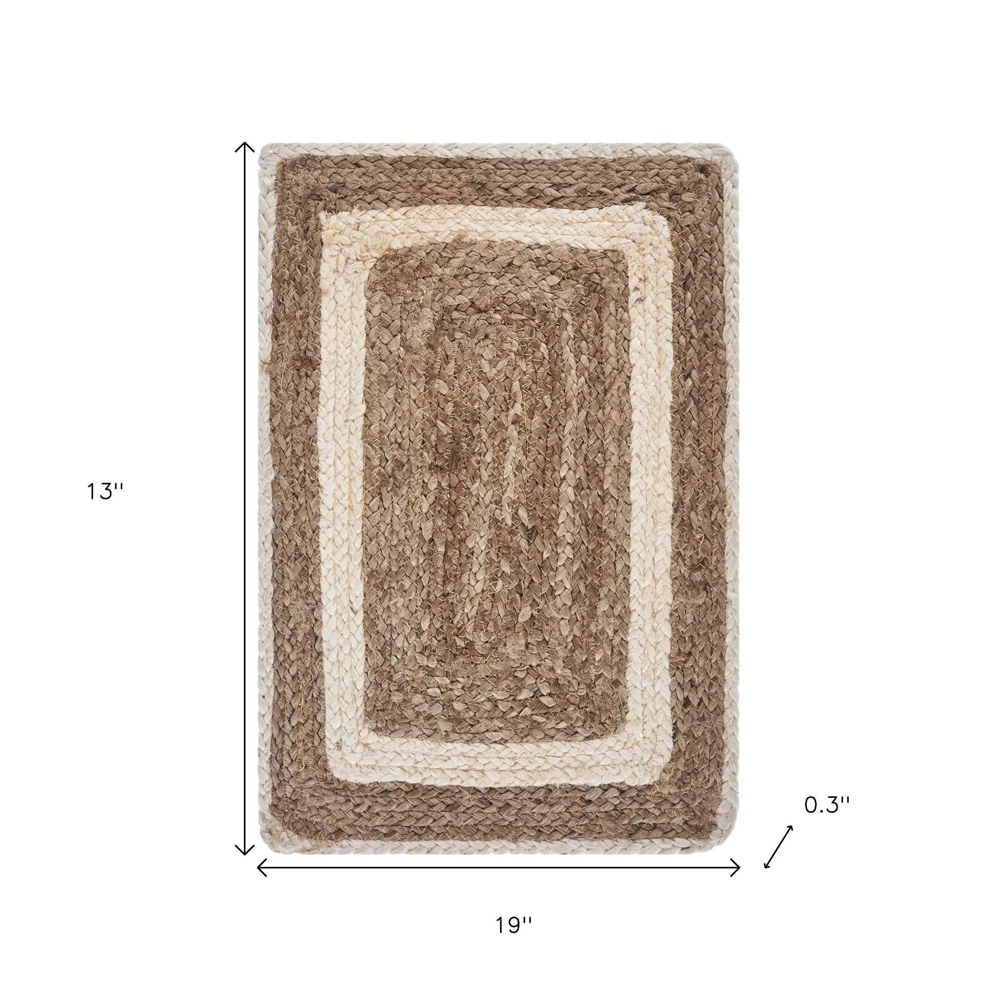 19" Set of Four Natural And Ivory Geometric Braided Jute Placemats Homeroots Kitchen & Dining