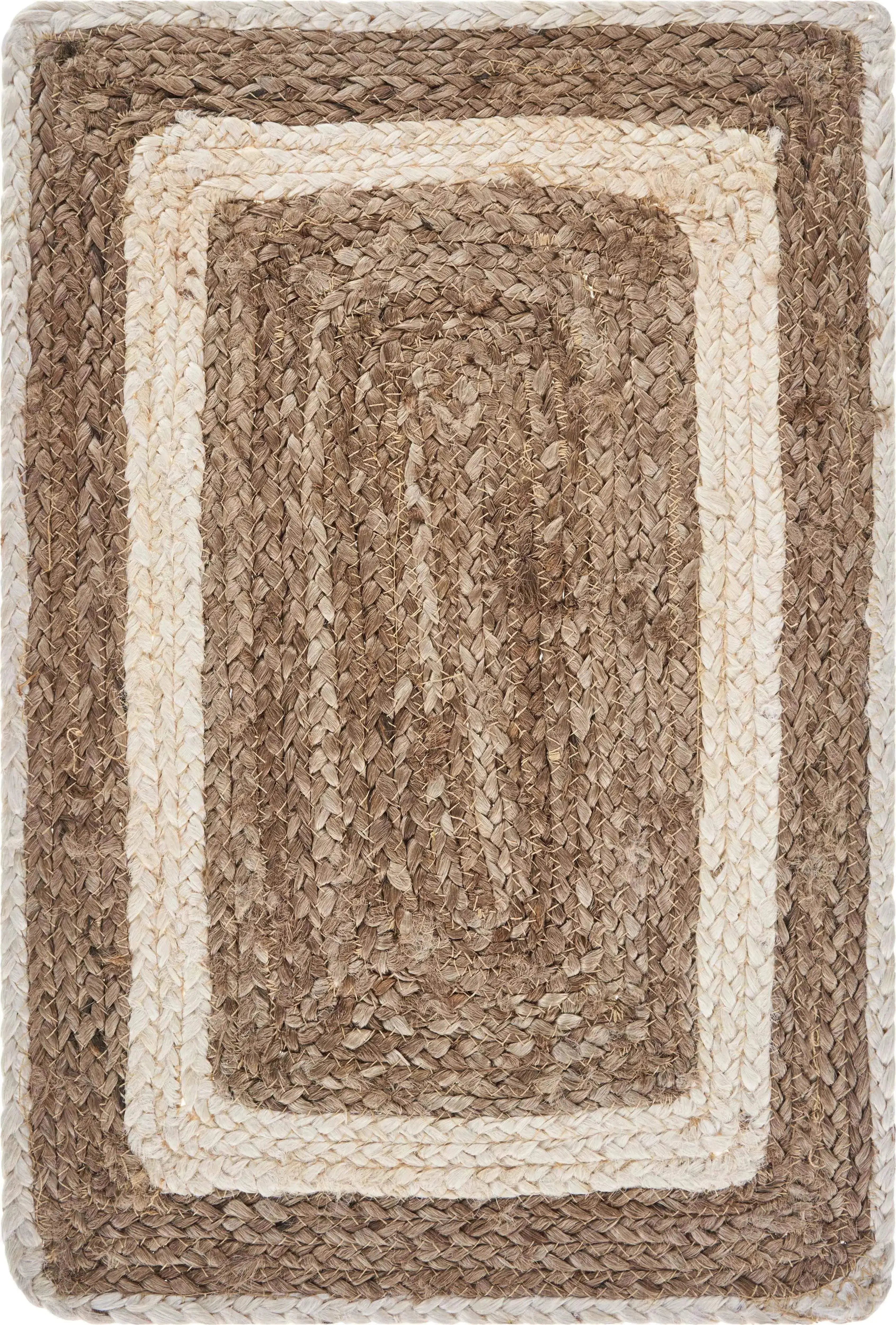 19" Set of Four Natural And Ivory Geometric Braided Jute Placemats Homeroots Kitchen & Dining