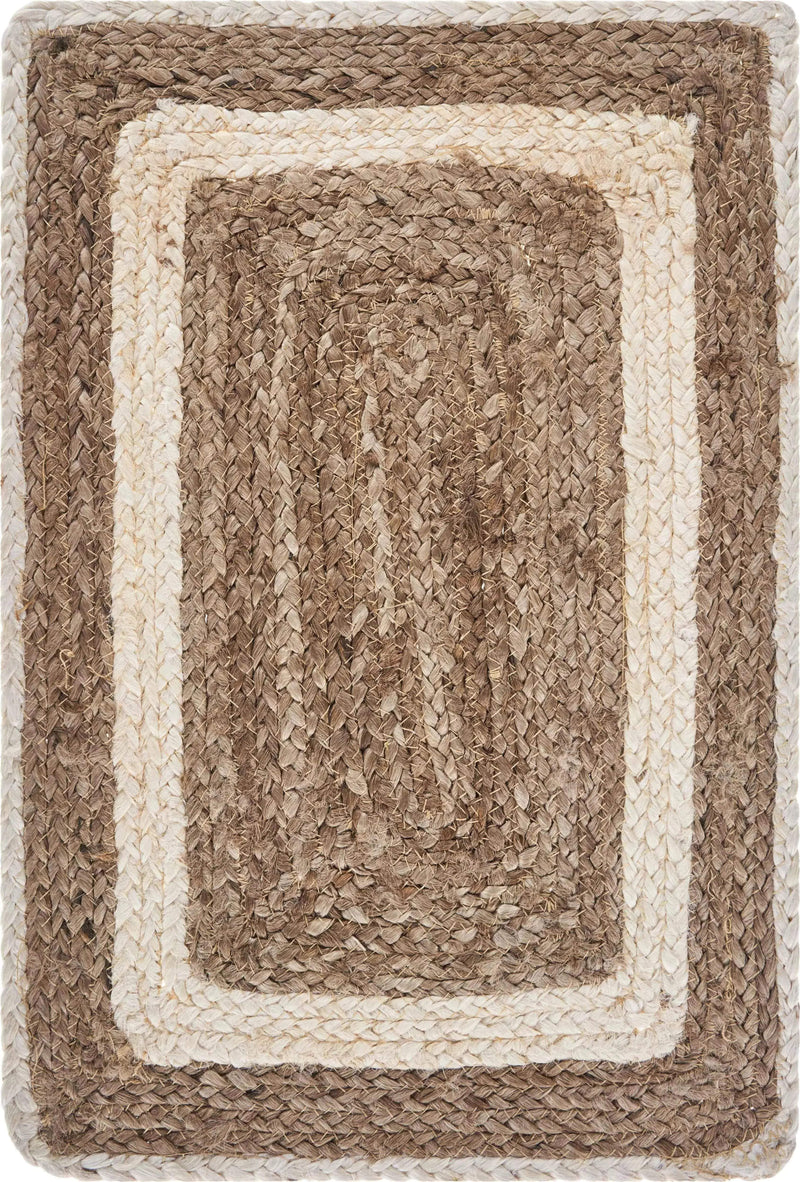 19" Set of Four Natural And Ivory Geometric Braided Jute Placemats Homeroots Kitchen & Dining