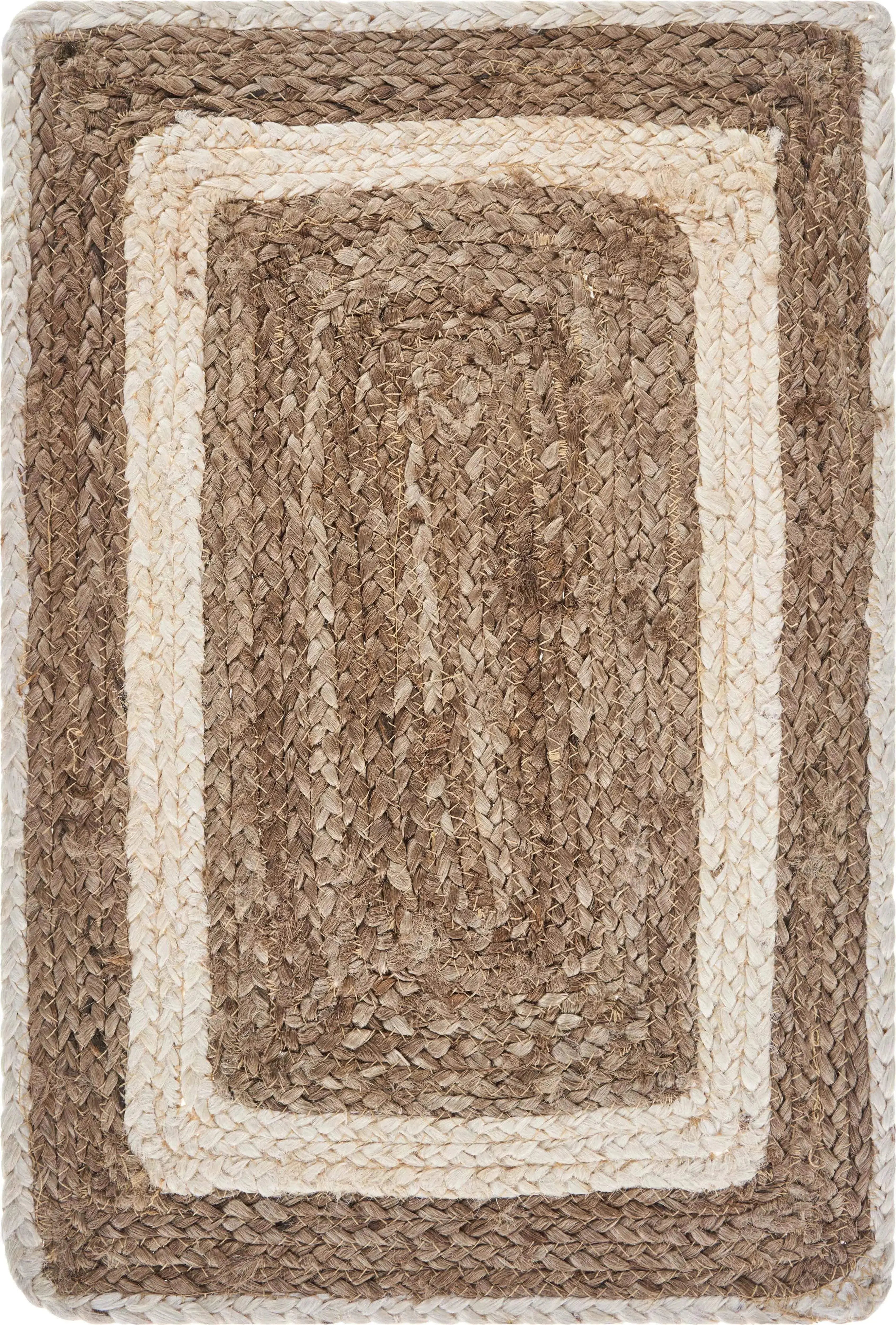 19" Set of Four Natural And Ivory Geometric Braided Jute Placemats Homeroots Kitchen & Dining