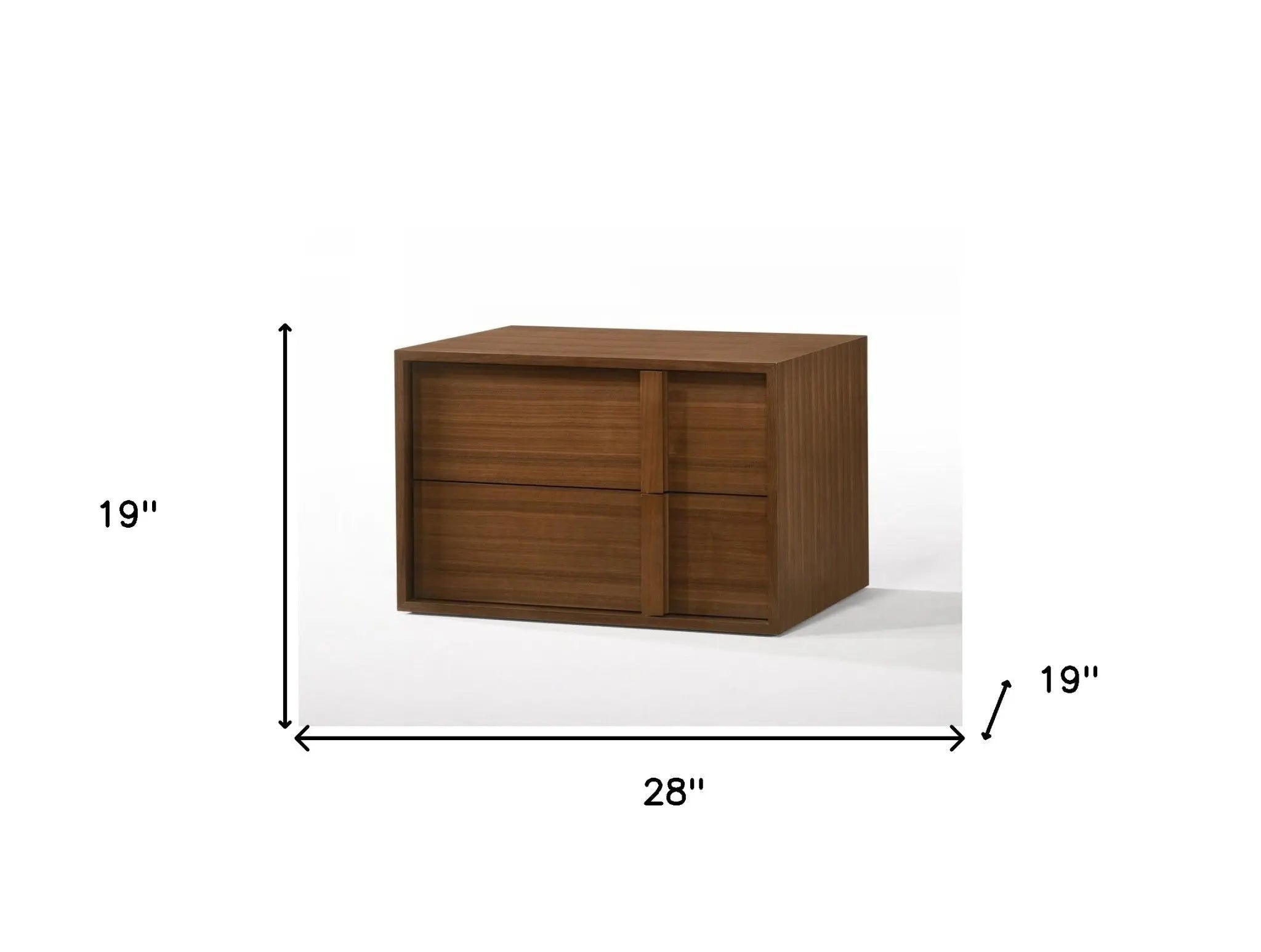 19" Solid Wood and Wood Two Drawer Nightstand Homeroots Bed & Bath
