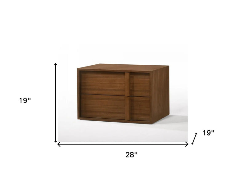 19" Solid Wood and Wood Two Drawer Nightstand Homeroots Bed & Bath
