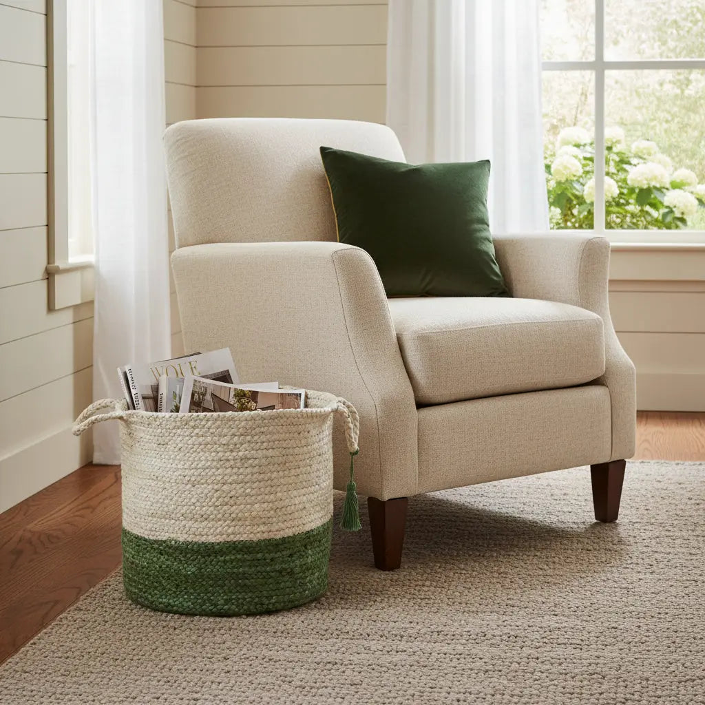 19" White Nesting Jute Basket Homeroots Office