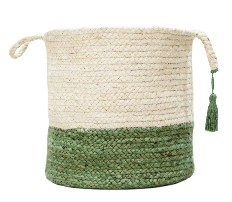 19" White Nesting Jute Basket Homeroots Office